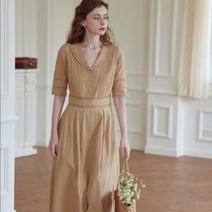 Simple Retro Cotton Midi Dress